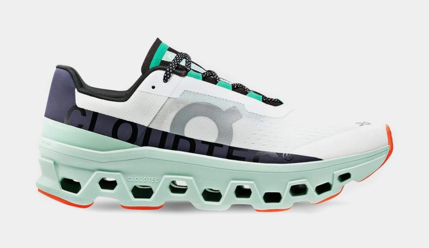 On Running Cloudmonster Mens Running Shoes (Undyed White/Creek) 3 On Running Cloudmonster Mens Running Shoes (Undyed White/Creek)