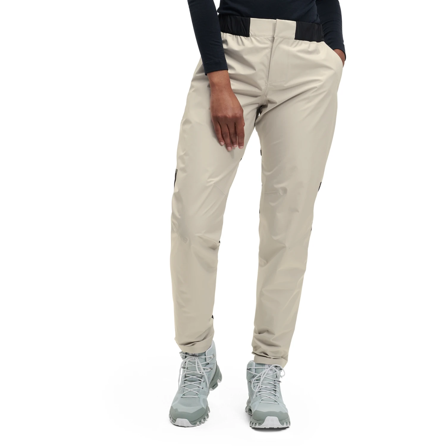 On Running On Storm Pants Women - Pearl & Black 4 On Running On Storm Pants Women - Pearl & Black - Image 2